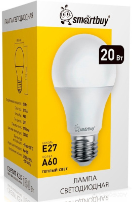 Светодиодная лампочка A60 E27 20Вт 3000К SBL-A60-20-30K-E27